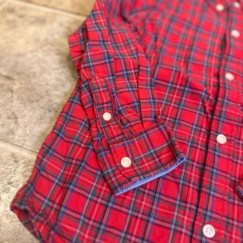 Carter's Kids Red Plaid Long Sleeve Button Down Shirt 5T Holiday Classic